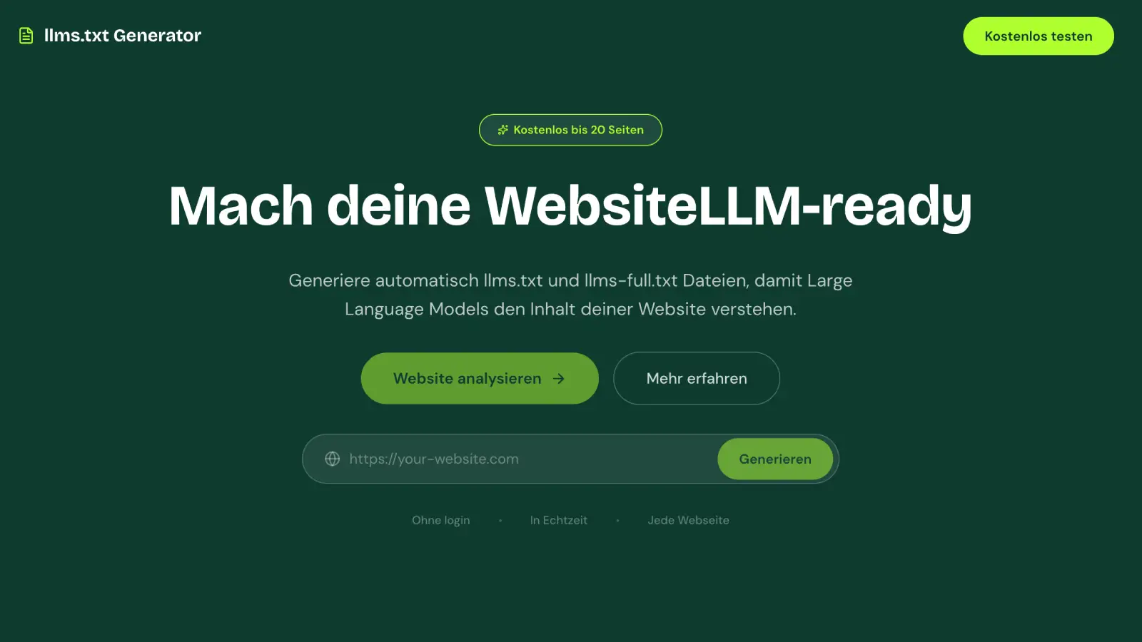 llms.txt Generator: Kostenlos llms.txt-Dateien erstellen