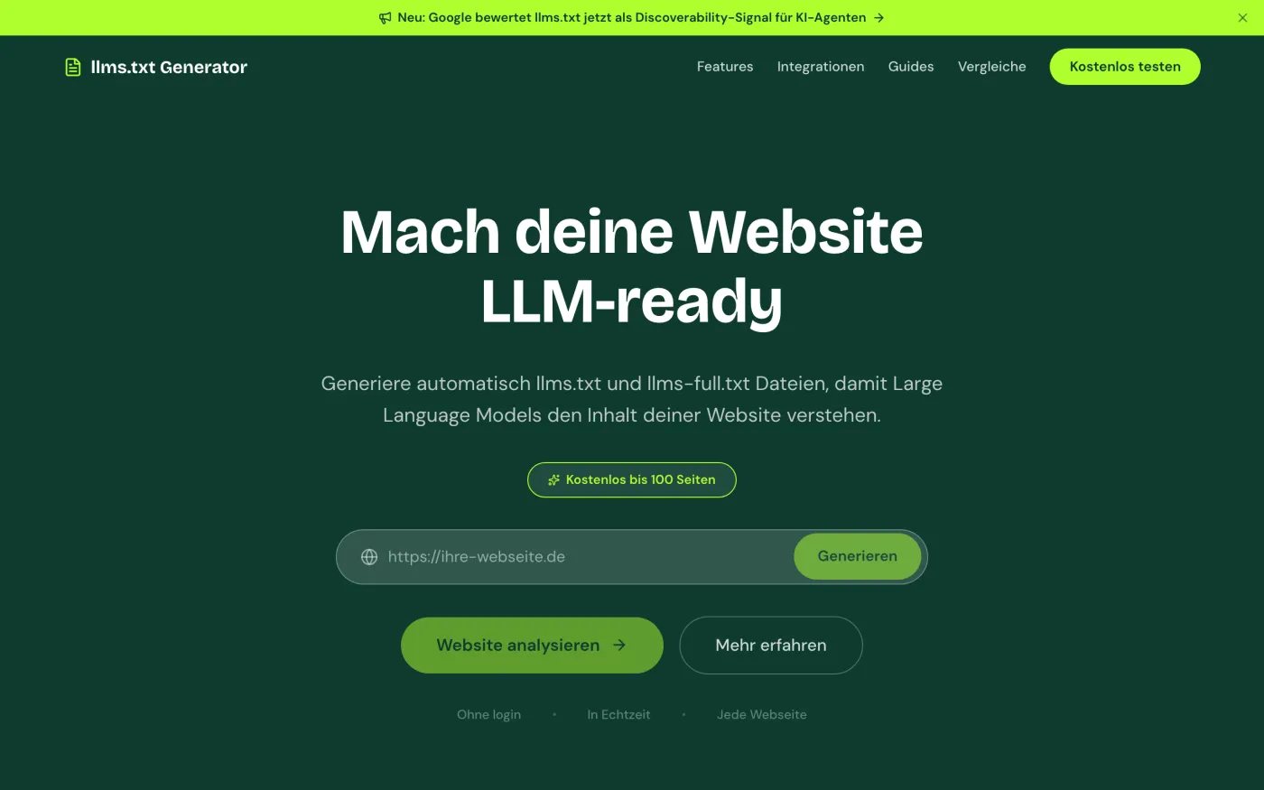 Screenshot von llms.txt Generator